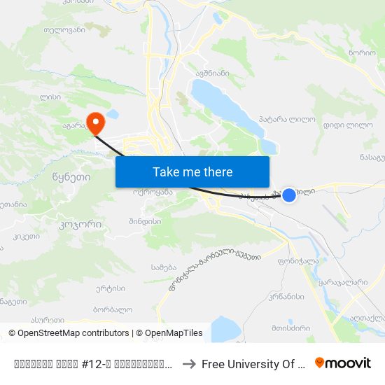 ქიზიყის ქუჩა #12-ს მიმდებარედ - 3752 to Free University Of Tbilisi map