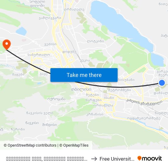 მაისურაძის ქუჩა, სასაფლაოს შესასვლელის მიმდებარედ - 3802 to Free University Of Tbilisi map