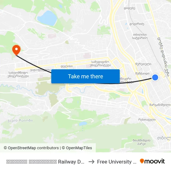 Railway Department - 813 to Free University of Tbilisi map