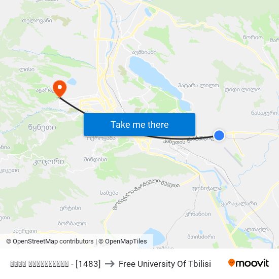 ზემო ალექსეევკა - [1483] to Free University Of Tbilisi map