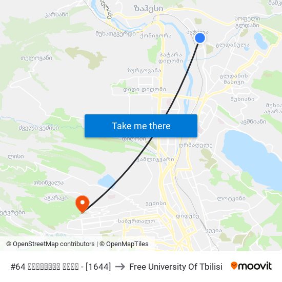 #64 საბავშვო ბაღი - [1644] to Free University Of Tbilisi map