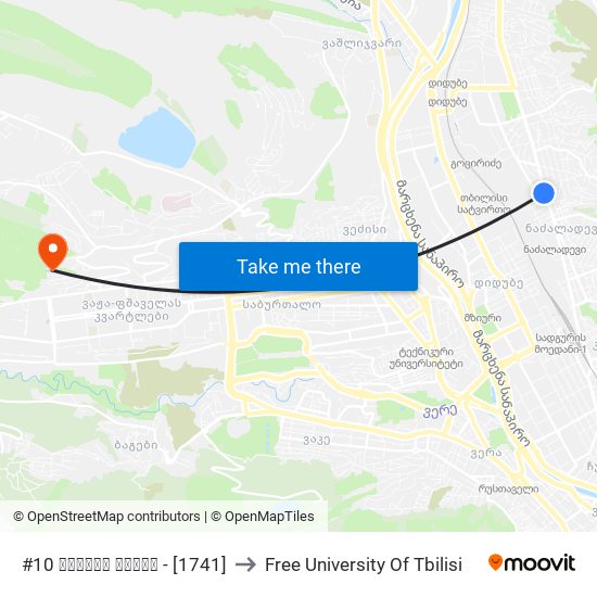 #10 საჯარო სკოლა  - [1741] to Free University Of Tbilisi map