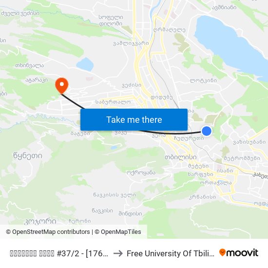 გუმათის ქუჩა #37/2 - [1765] to Free University Of Tbilisi map