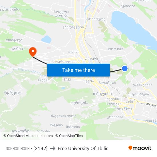 ნორიოს ქუჩა - [2192] to Free University Of Tbilisi map