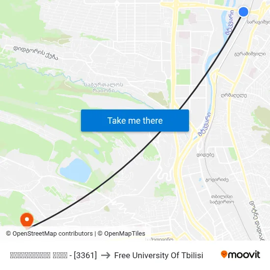 წყალსადენის ქუჩა - [3361] to Free University Of Tbilisi map