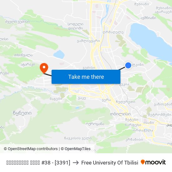 წერონისის ქუჩა #38 - [3391] to Free University Of Tbilisi map