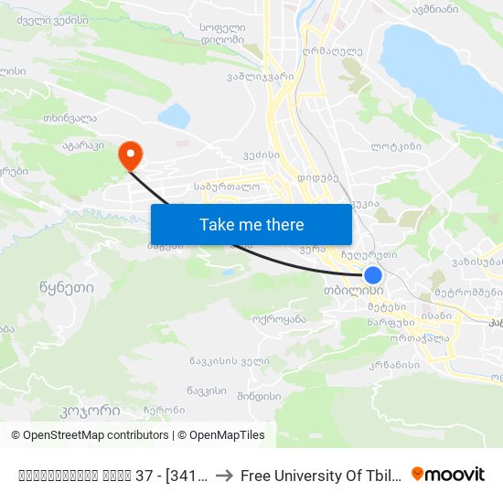 ხეთაგუროვის ქუჩა 37 - [3419] to Free University Of Tbilisi map