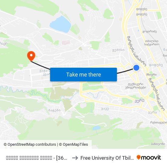 ქალაქ თბილისის მერია - [3684] to Free University Of Tbilisi map