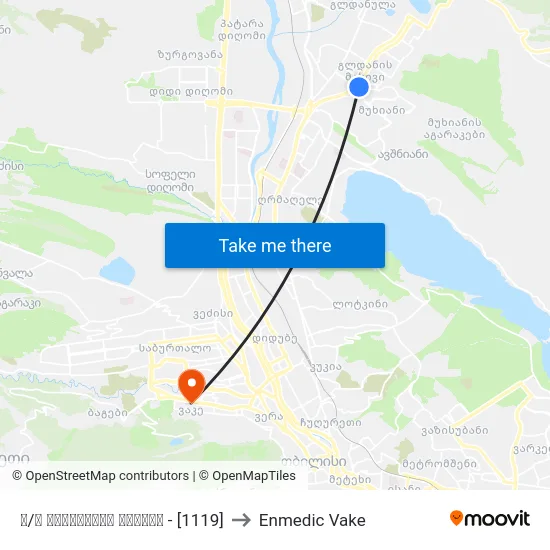 მ/ს ახმეტელის თეატრი - [1119] to Enmedic Vake map