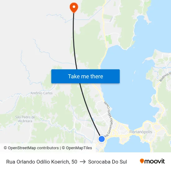 Rua Orlando Odílio Koerich, 50 to Sorocaba Do Sul map