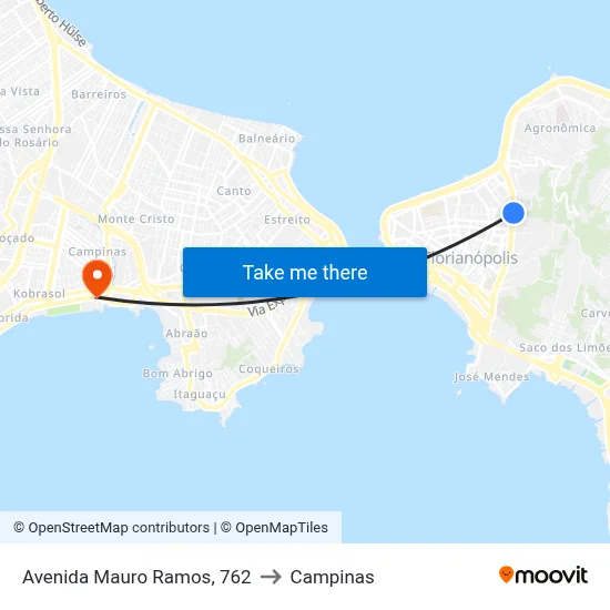 Avenida Mauro Ramos, 762 to Campinas map