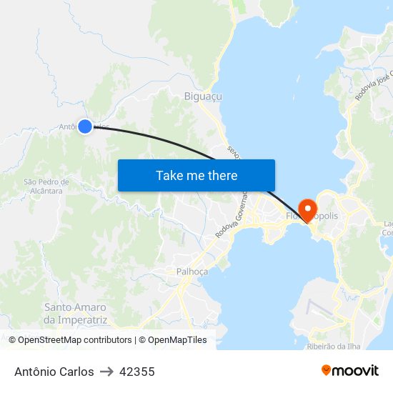 Antônio Carlos to 42355 map