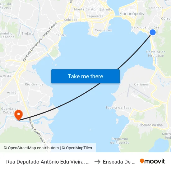 Rua Deputado Antônio Edu Vieira, 94 (001) to Enseada De Brito map