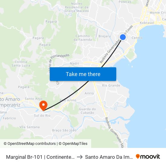 Marginal Br-101 | Continente Shopping to Santo Amaro Da Imperatriz map