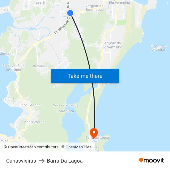 Canasvieiras to Barra Da Lagoa map