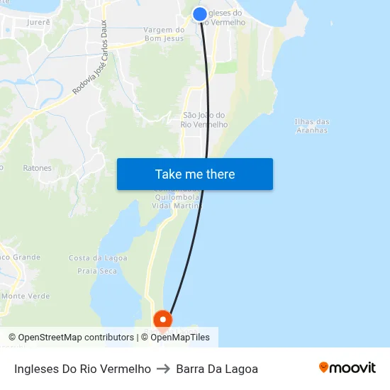 Ingleses Do Rio Vermelho to Barra Da Lagoa map