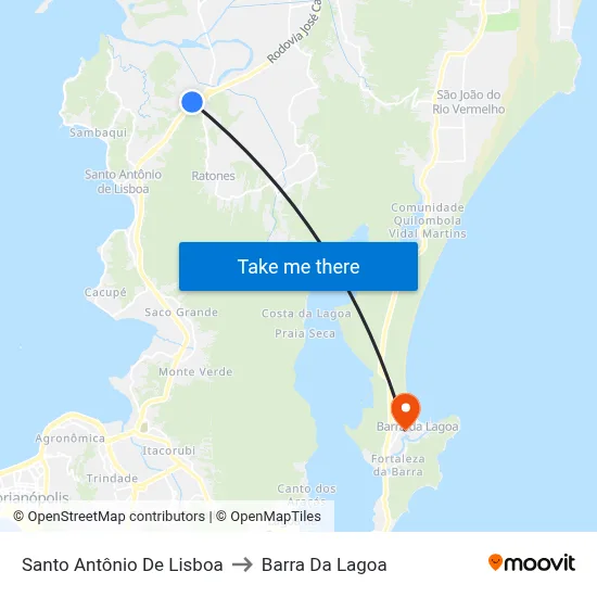 Santo Antônio De Lisboa to Barra Da Lagoa map