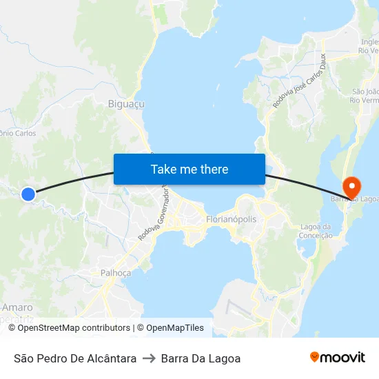 São Pedro De Alcântara to Barra Da Lagoa map