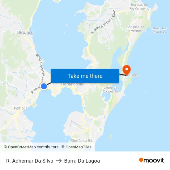 R. Adhemar Da Silva to Barra Da Lagoa map