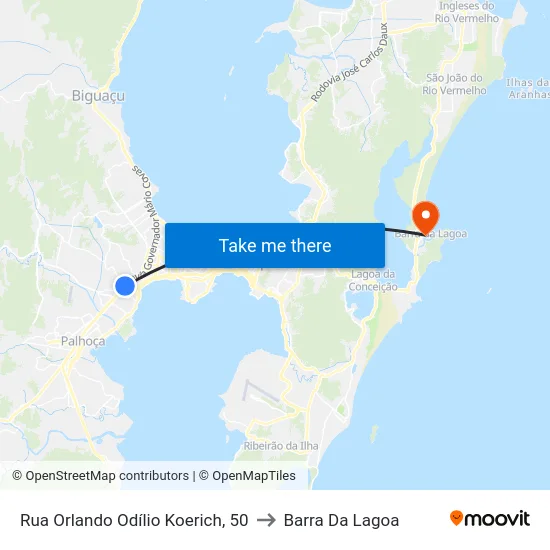 Rua Orlando Odílio Koerich, 50 to Barra Da Lagoa map