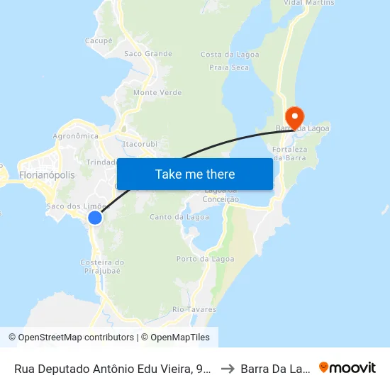 Rua Deputado Antônio Edu Vieira, 94 (001) to Barra Da Lagoa map