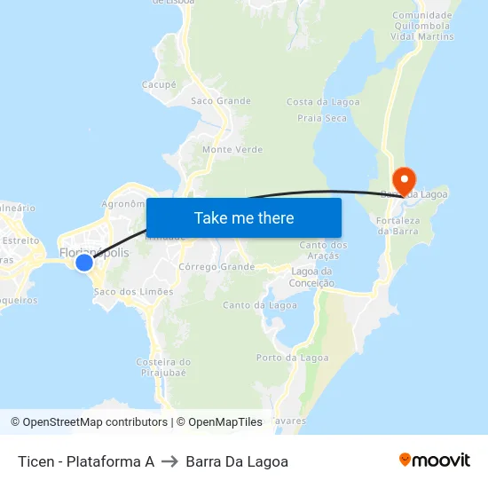 Ticen - Plataforma A to Barra Da Lagoa map