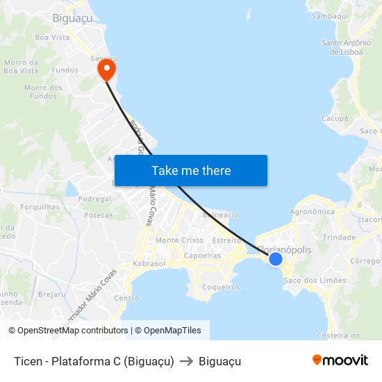 Ticen - Plataforma C (Biguaçu) to Biguaçu map