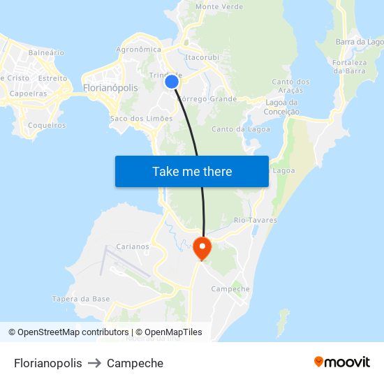 Florianopolis to Campeche map