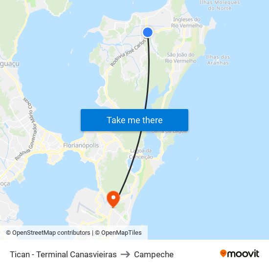 Tican - Terminal Canasvieiras to Campeche map