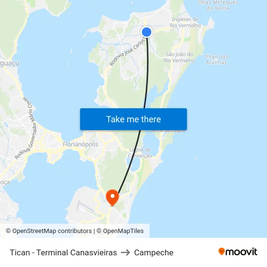 Tican - Terminal Canasvieiras to Campeche map