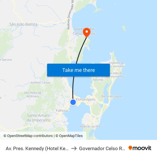 Av. Pres. Kennedy (Hotel Kennedy) to Governador Celso Ramos map