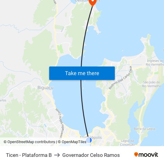 Ticen - Plataforma B to Governador Celso Ramos map