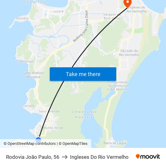 Rodovia João Paulo, 56 to Ingleses Do Rio Vermelho map