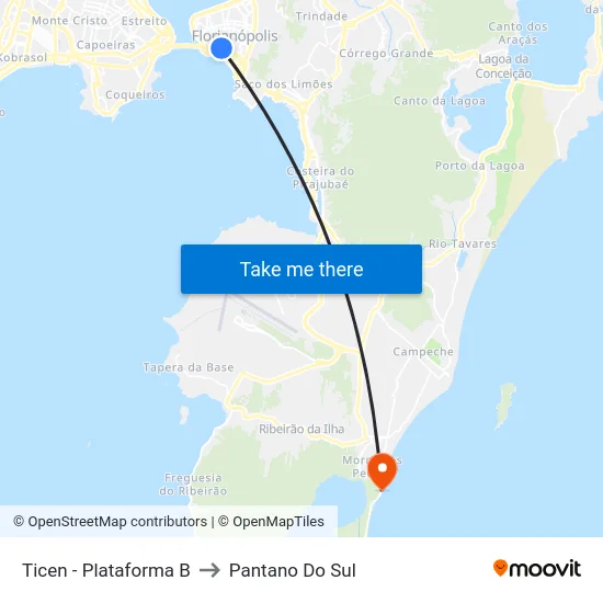 Ticen - Plataforma B to Pantano Do Sul map