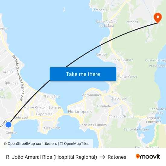 R. João Amaral Rios (Hospital Regional) to Ratones map