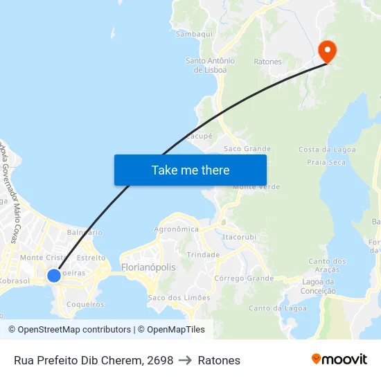 Rua Prefeito Dib Cherem, 2698 to Ratones map