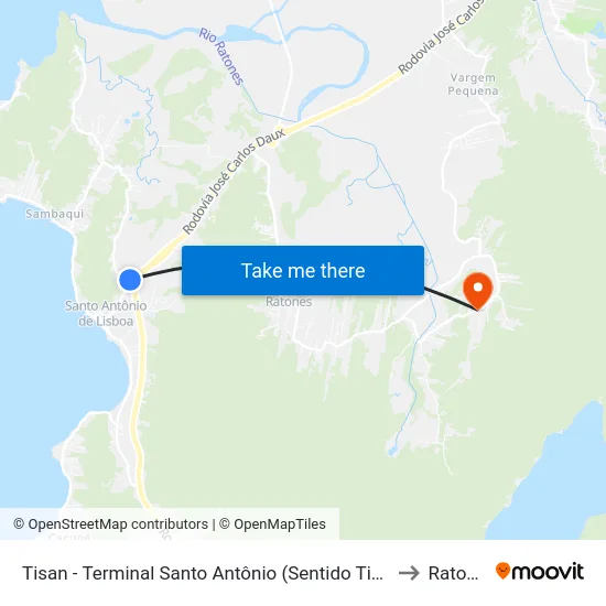 Tisan - Terminal Santo Antônio (Sentido Ticen/Titri) to Ratones map