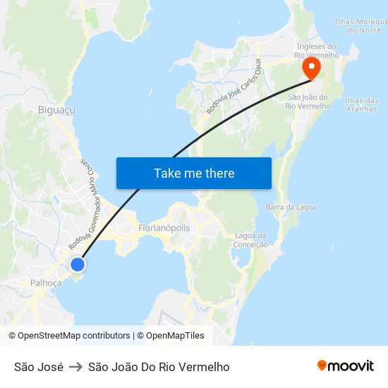 São José to São João Do Rio Vermelho map