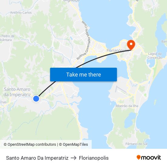 Santo Amaro Da Imperatriz to Florianopolis map