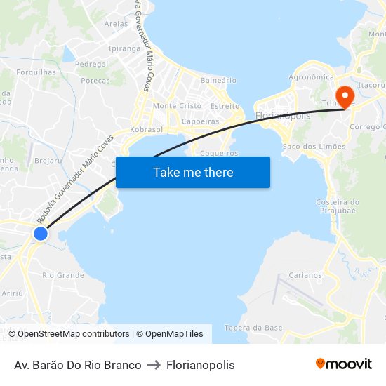 Av. Barão Do Rio Branco to Florianopolis map