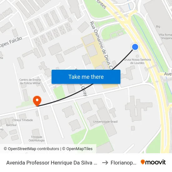 Avenida Professor Henrique Da Silva Fontes to Florianopolis map