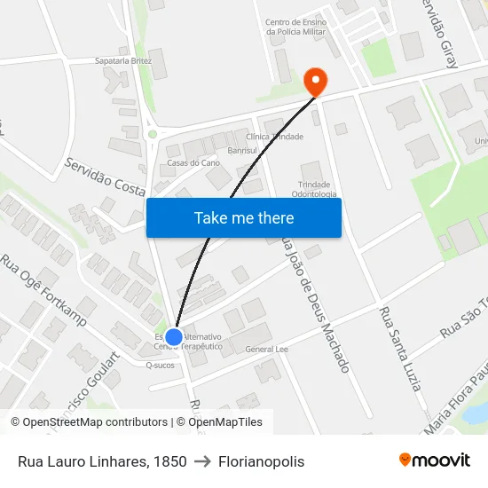 Rua Lauro Linhares, 1850 to Florianopolis map