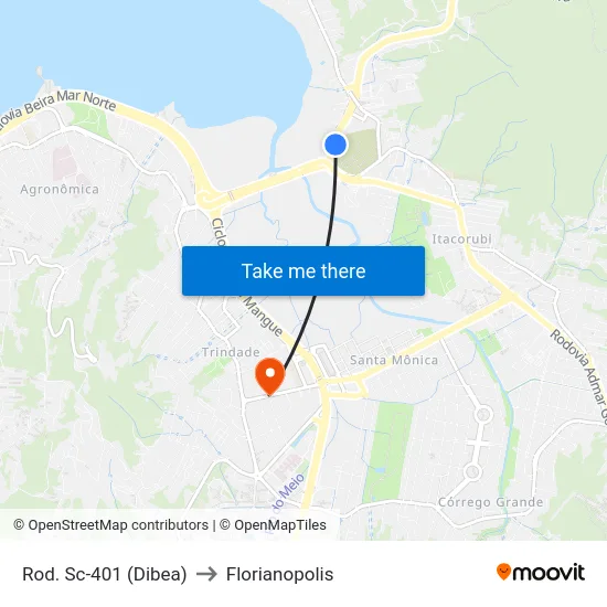 Rod. Sc-401 (Dibea) to Florianopolis map