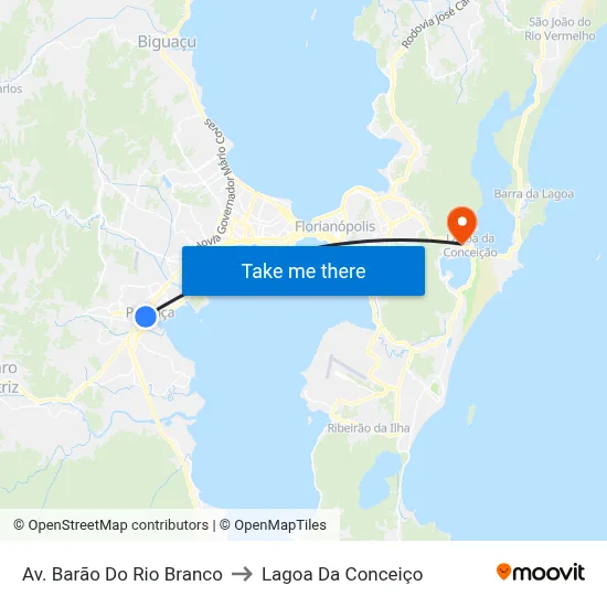 Av. Barão Do Rio Branco to Lagoa Da Conceiço map