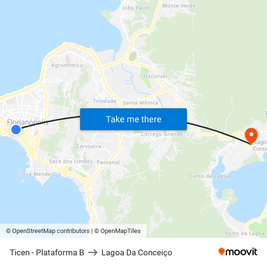 Ticen - Plataforma B to Lagoa Da Conceiço map