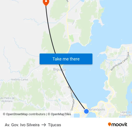 Av. Gov. Ivo Silveira to Tijucas map