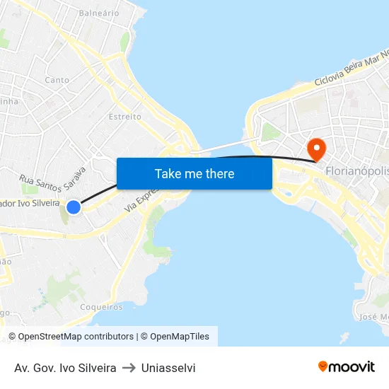 Av. Gov. Ivo Silveira to Uniasselvi map