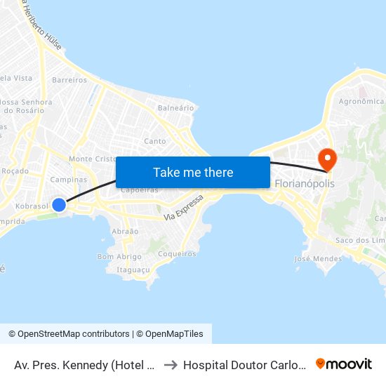 Av. Pres. Kennedy (Hotel Kennedy) to Hospital Doutor Carlos Corrêa map