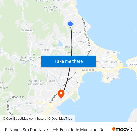 R. Nossa Sra Dos Navegantes to Faculdade Municipal Da Palhoça map