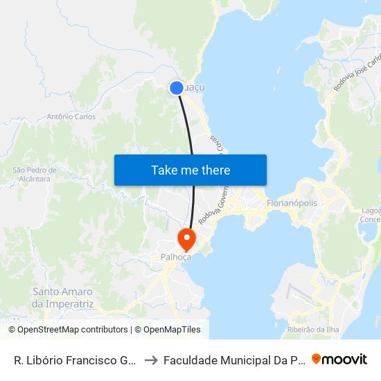 R. Libório Francisco Goedert to Faculdade Municipal Da Palhoça map